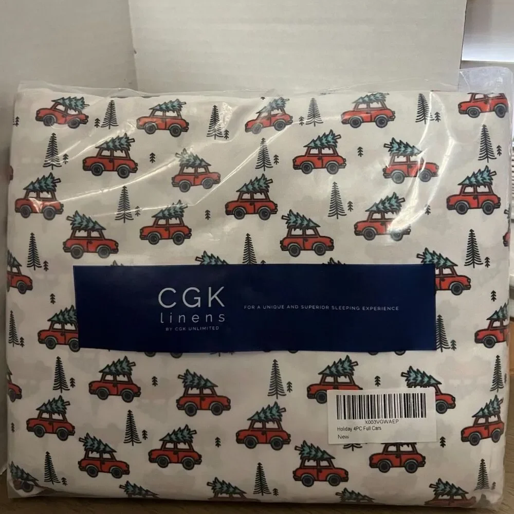 CGK Linens 4 Piece Christmas Pattern Sheet Set Full New